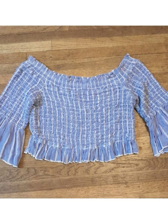 Free People Peasant Top Boho Flared Sleeve Cottagecore Romantic Casual Size L - Picture 2 of 8
